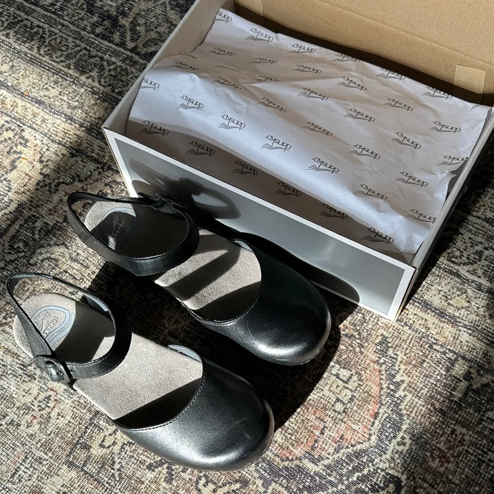 Dansko Black Leather Mules size 36 US 5.5-6 NEW with original box - Picture 5 of 8